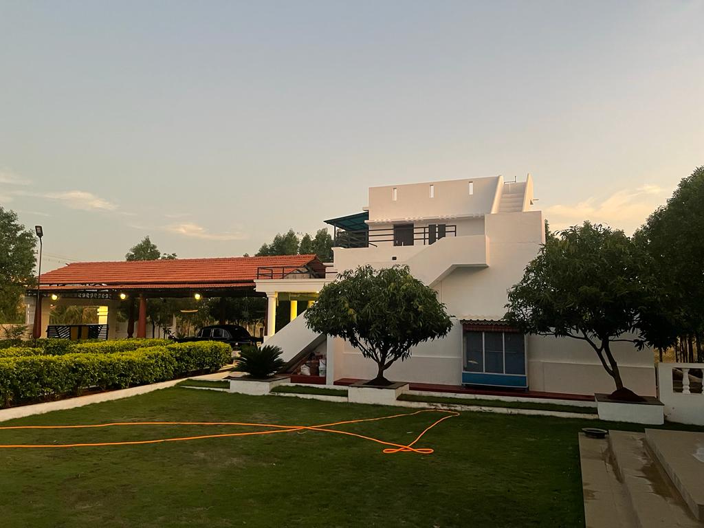 Side view of the sky with the farm
